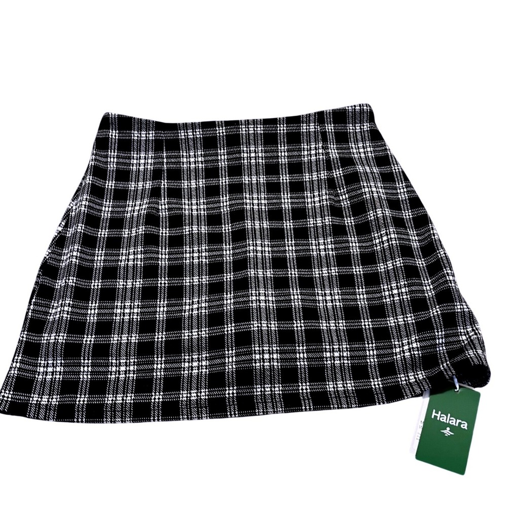 HALARA Black and White Plaid Mini Skirt